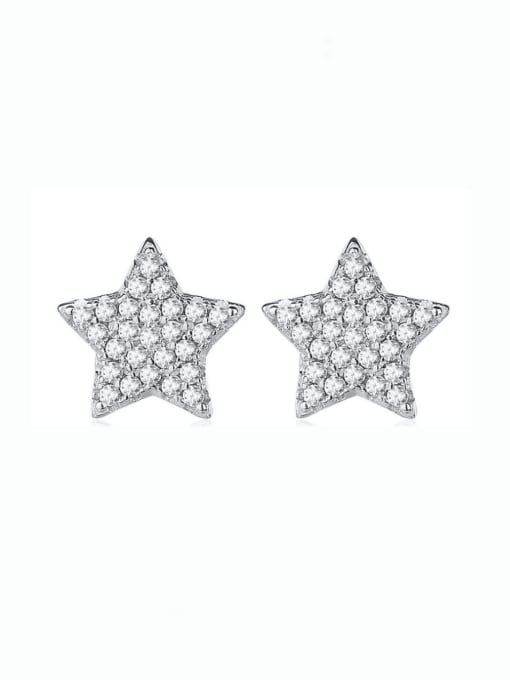 A&T Jewelry 925 Sterling Silver Cubic Zirconia Pentagram Luxury Cluster Earring 0