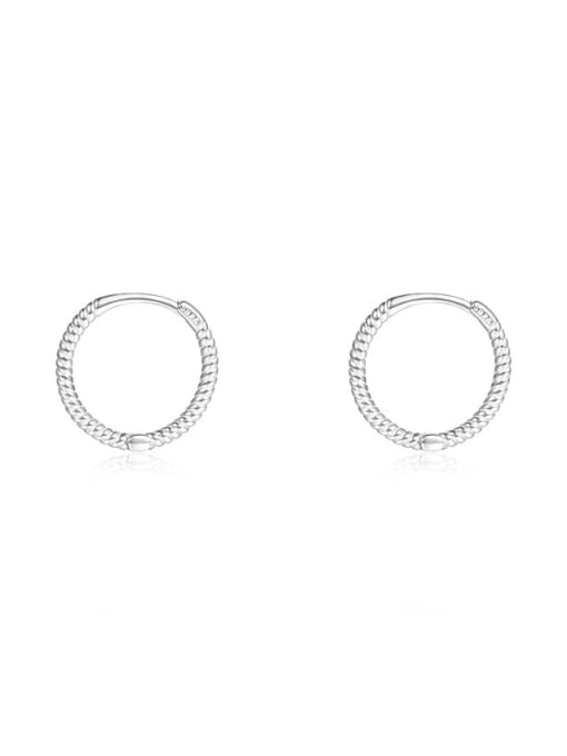 E3490 Platinum 7MM 925 Sterling Silver Geometric Minimalist Hoop Earring