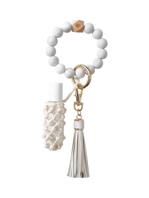 White Silicone beads + perfume bottle+hand-woven key chain/bracelet
