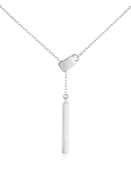 Platinum DY190406 S W NA 925 Sterling Silver Tassel Minimalist Lariat Necklace