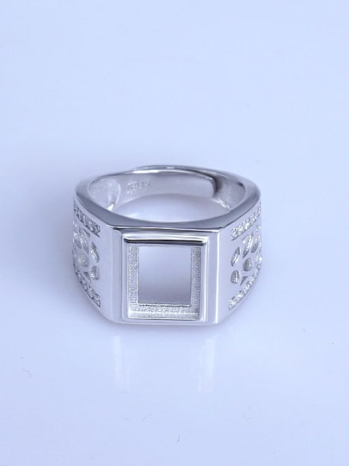 Supply 925 Sterling Silver 18K White Gold Plated Geometric Ring Setting Stone size: 8*10mm 0