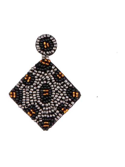 E68688 Non-woven fabric Bead  Geometric Bohemia Hand-Woven  Drop Earring