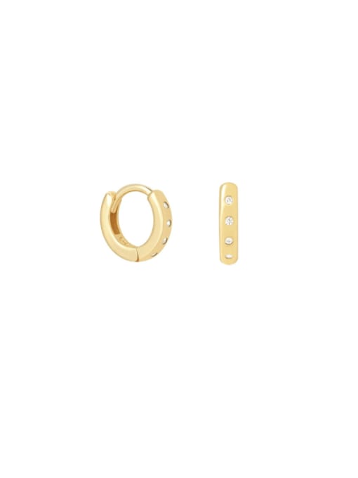 Gold 2# 925 Sterling Silver Cubic Zirconia Geometric Minimalist Huggie Earring