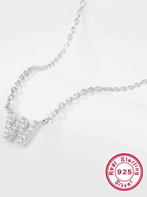 W Letter 925 Sterling Silver Letter Initials Necklace