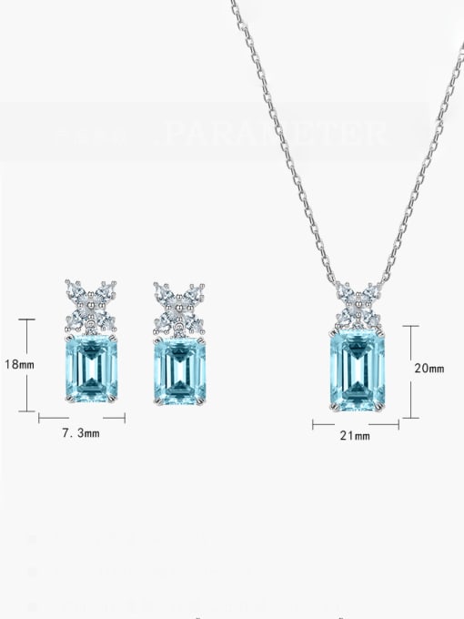 A&T Jewelry 925 Sterling Silver Sapphire Geometric Luxury Cluster Earring 3