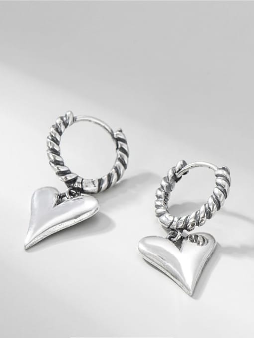Smooth Peach Heart Earrings 925 Sterling Silver Heart Vintage Huggie Earring