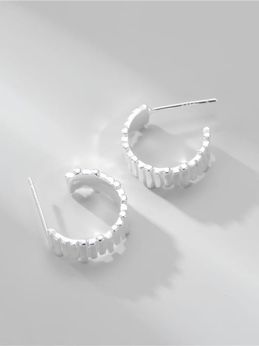 ARTTI 925 Sterling Silver C Shape Line Splicing Minimalist Stud Earring 0