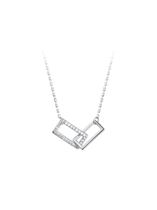 YUANFAN 925 Sterling Silver Double paper clip Necklace 0