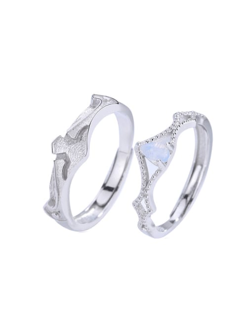 PNJ-Silver 925 Sterling Silver Cubic Zirconia Irregular Minimalist Couple Ring