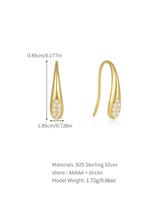YUANFAN 925 Sterling Silver Cubic Zirconia Geometric Minimalist Hook Earring 2