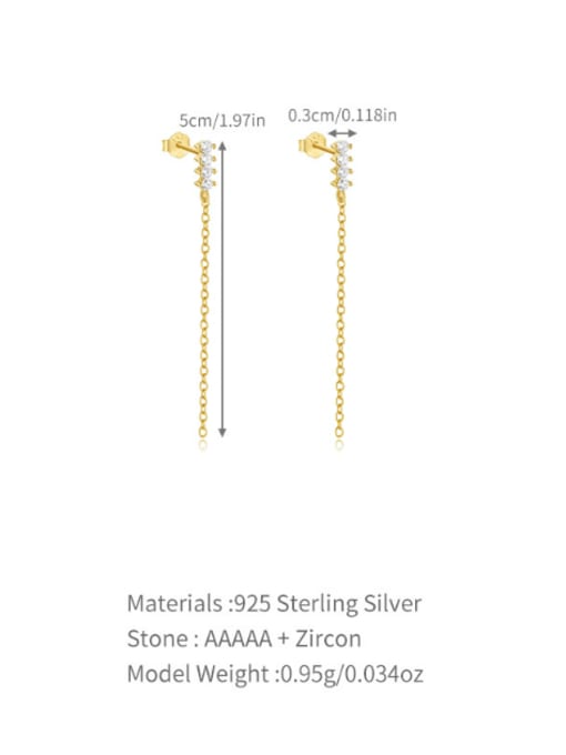 YUANFAN 925 Sterling Silver Cubic Zirconia Tassel Minimalist Threader Earring 2