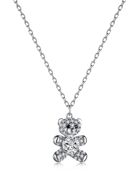 STL-Silver Jewelry 925 Sterling Silver Cubic Zirconia Bear Cute Necklace 0