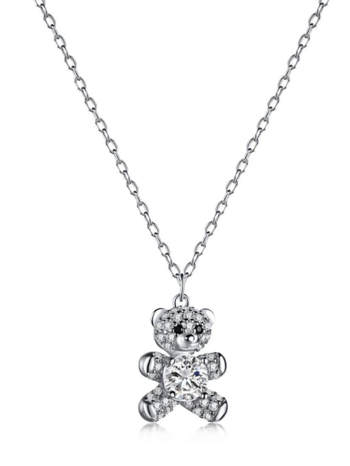 STL-Silver Jewelry 925 Sterling Silver Cubic Zirconia Bear Cute Necklace
