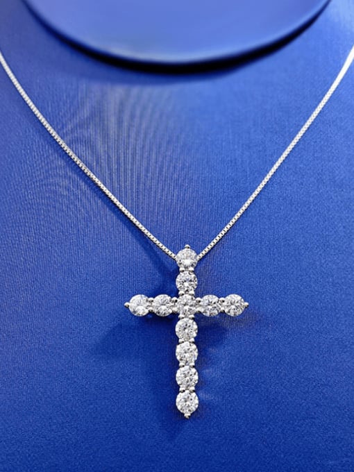 M&J 925 Sterling Silver Cubic Zirconia Cross Minimalist Regligious Necklace 0