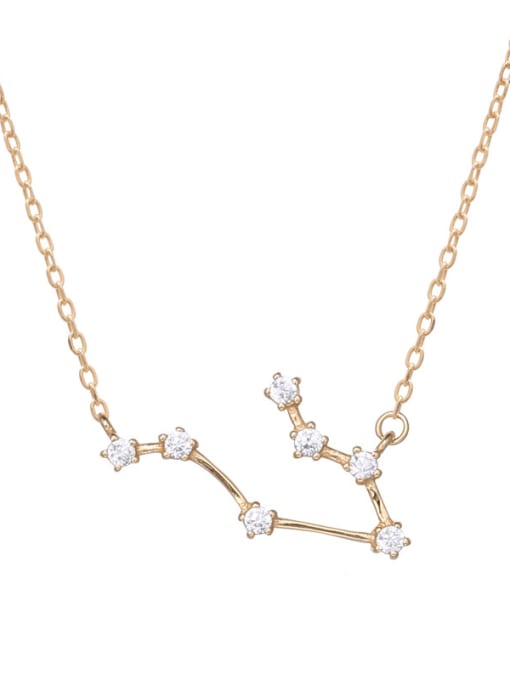 A802 Gemini Plated with Champagne Gold 925 Sterling Silver Cubic Zirconia Constellation Minimalist Necklace