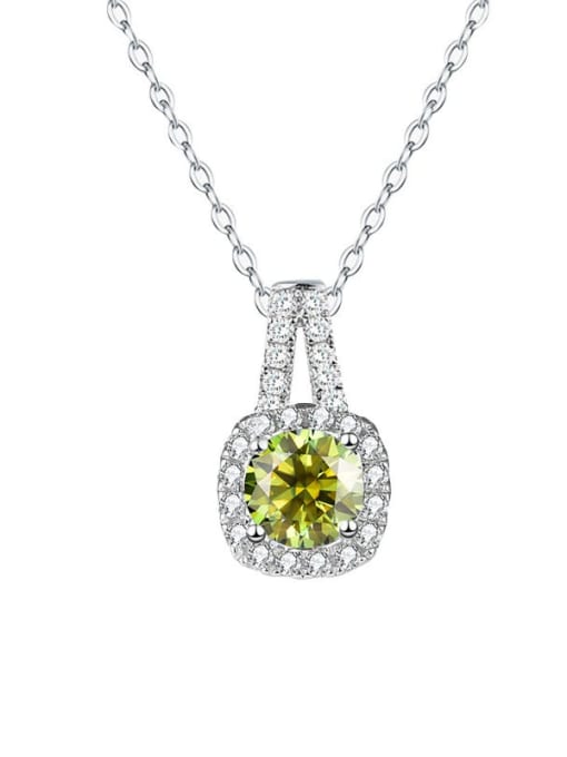 2 Carat Olive Green Mosonite 925 Sterling Silver Moissanite Geometric Dainty Necklace