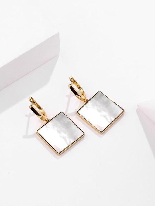 E2333 Yellow White Bell Earrings 925 Sterling Silver Shell Geometric Minimalist Huggie Earring