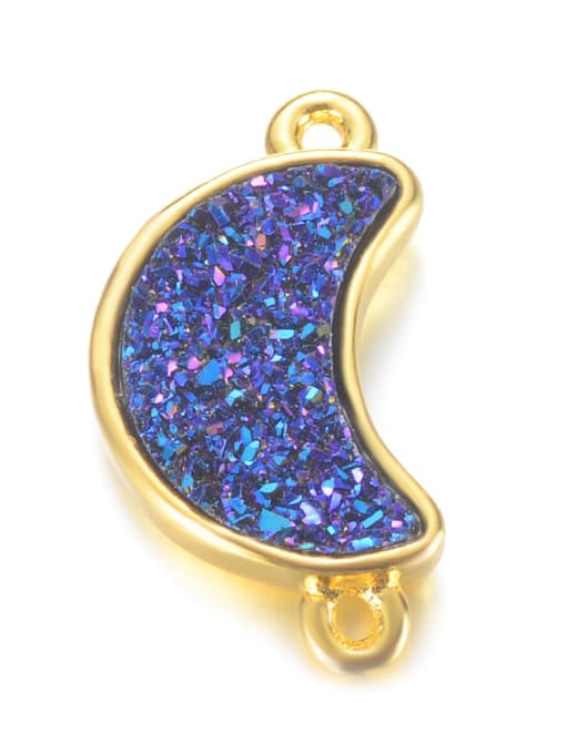 blue Copper Alloy Crystal Moon Charm Height : 9mm , Width: 18.5mm