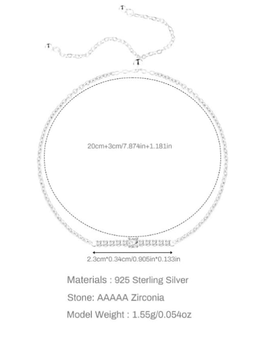 YUANFAN 925 Sterling Silver Cubic Zirconia Geometric Minimalist  Anklet 2