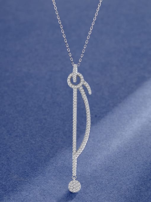 A&T Jewelry 925 Sterling Silver Cubic Zirconia Tassel Minimalist Tassel Necklace 1