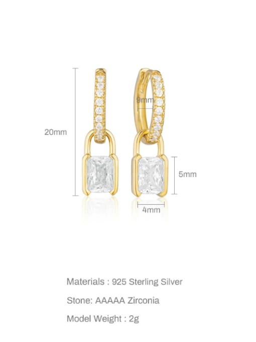 YUANFAN 925 Sterling Silver Cubic Zirconia Geometric Minimalist Huggie Earring 3