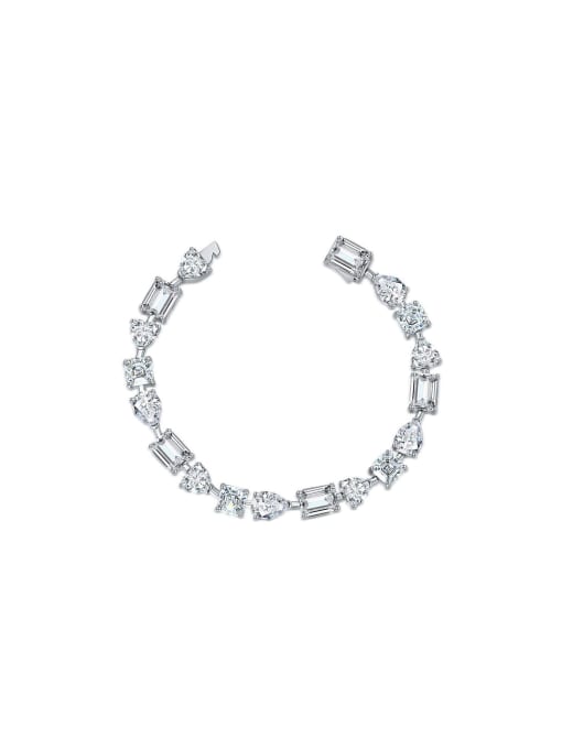 A&T Jewelry 925 Sterling Silver High Carbon Diamond White Geometric Dainty Bracelet 0
