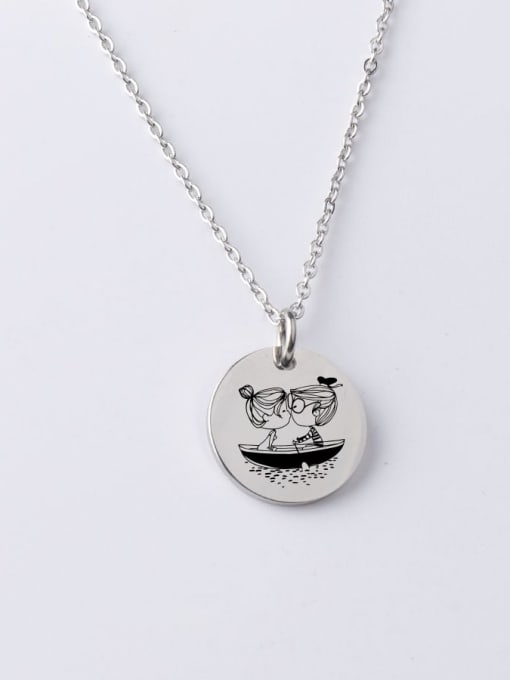 YP001 35 20MM Stainless Steel Round Minimalist Couple Necklace