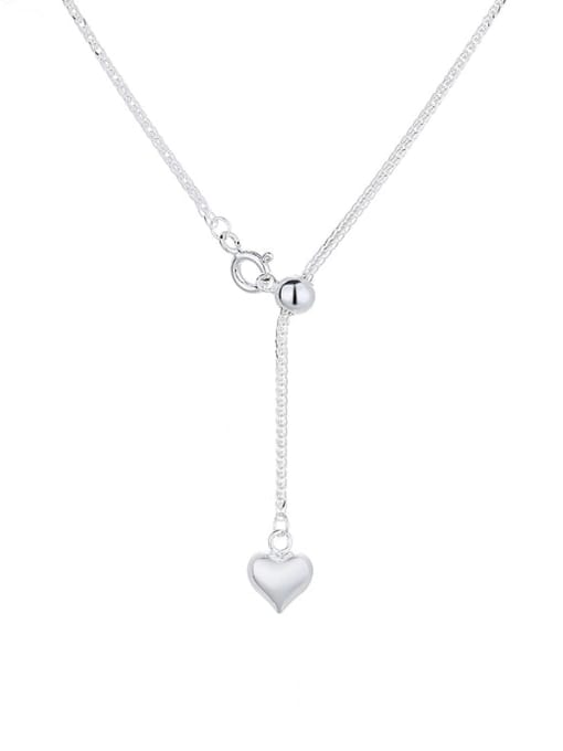 465LM3.4g 925 Sterling Silver Heart Dainty Tassel Necklace