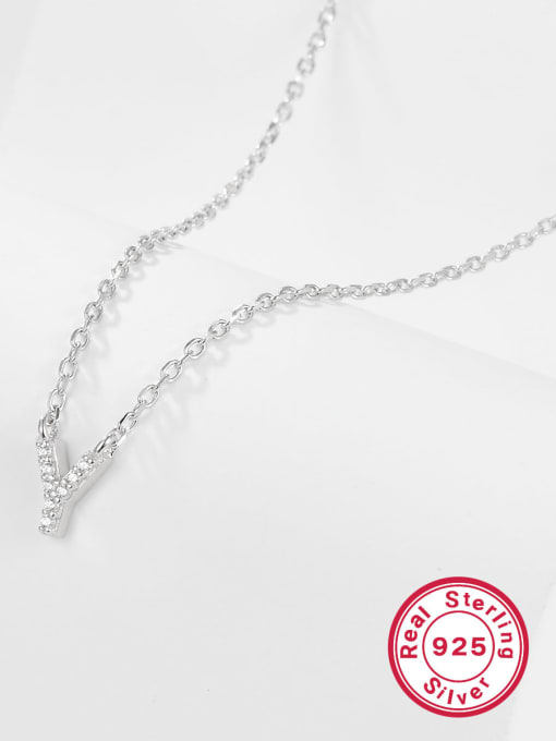 Y Letter 925 Sterling Silver Letter Initials Necklace