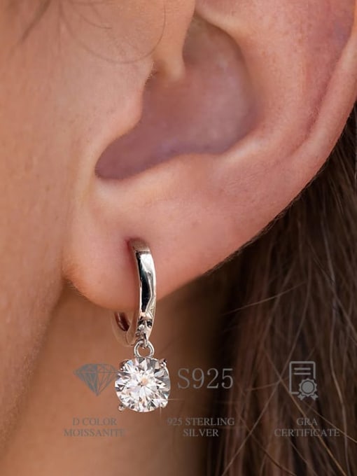 LOLUS 925 Sterling Silver Moissanite Geometric Dainty Huggie Earring 1