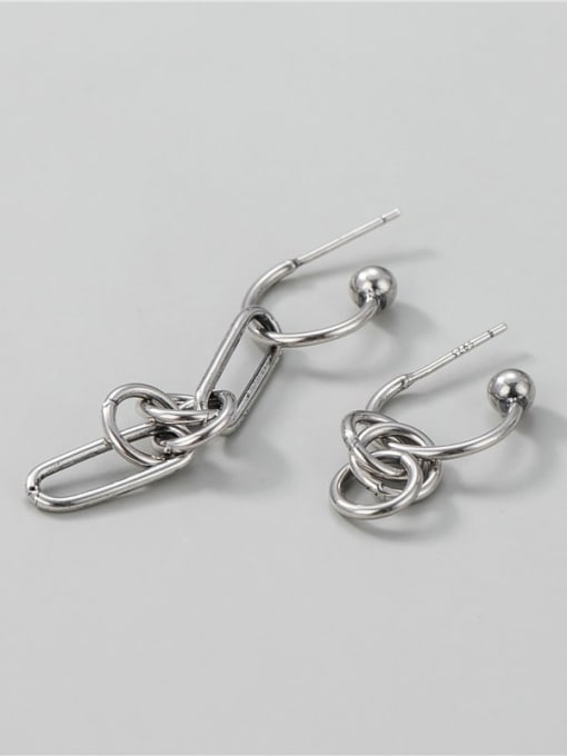 Ring asymmetric Earrings 925 Sterling Silver Asymmetric Geometric Vintage Drop Earring