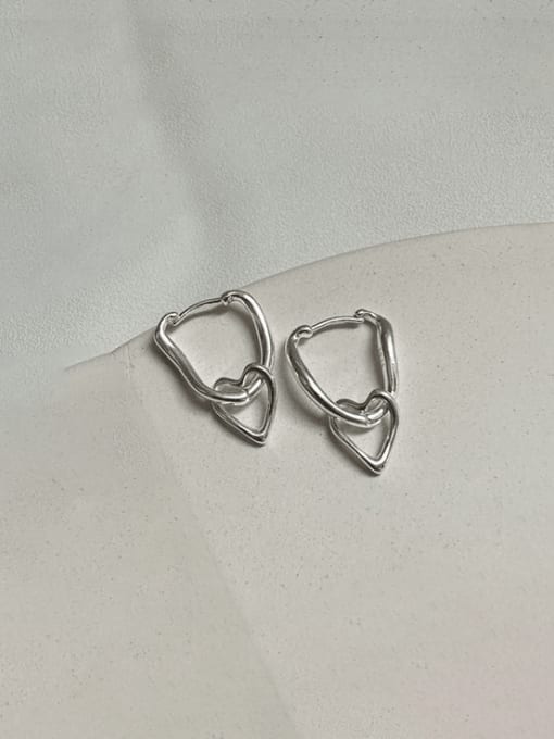 Heart shaped ear buckle 925 Sterling Silver Heart Vintage Drop Earring