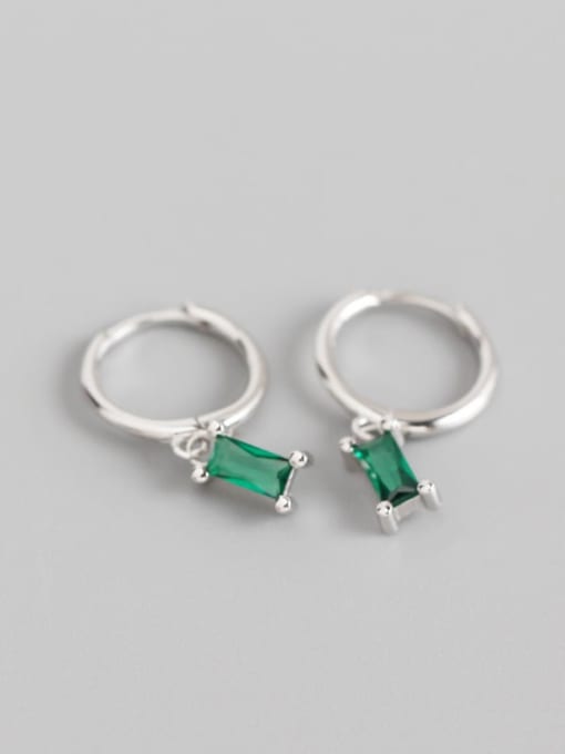 5#The green stone is white gold 925 Sterling Silver Cubic Zirconia Multi Color Geometric Minimalist Huggie Earring
