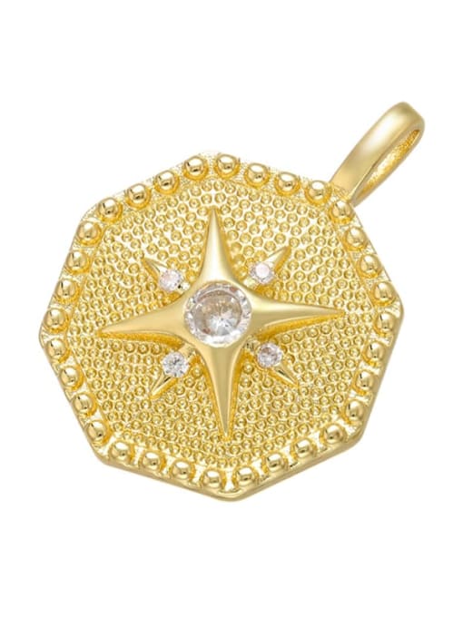 Golden hexagon Brass Round Eye Zircon Oil Drop Pendant