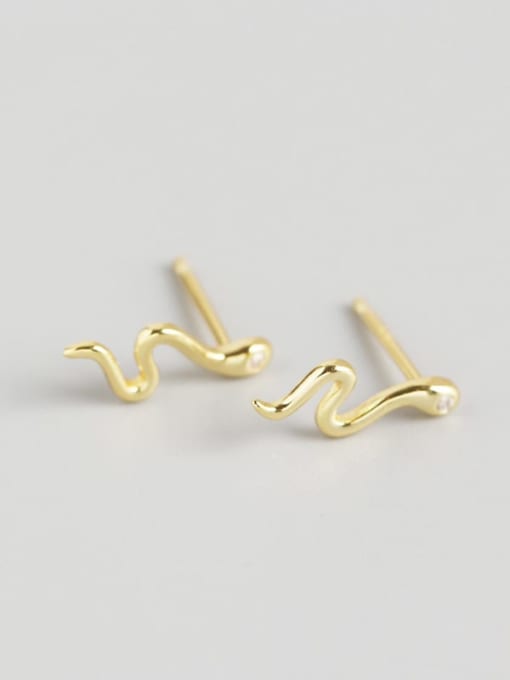 Gold 925 Sterling Silver Snake Trend Stud Earring