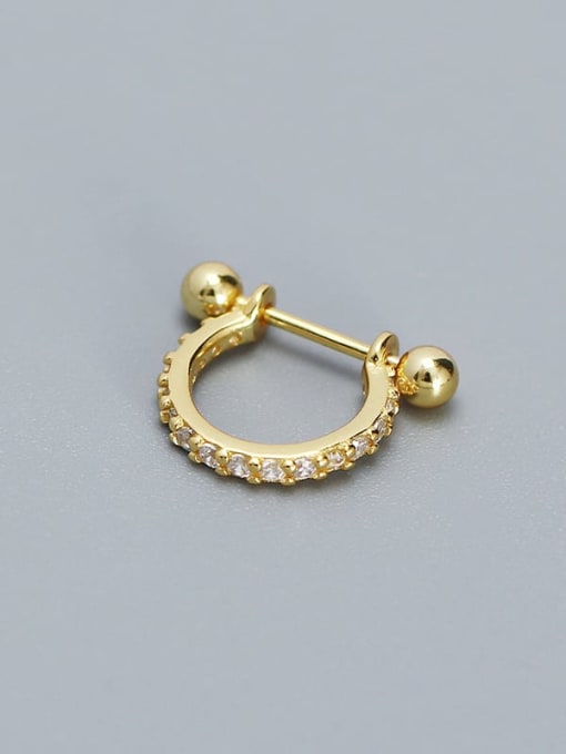Gold color(Single-Only One) 925 Sterling Silver Cubic Zirconia Geometric Minimalist Single Earring(Single-Only One)