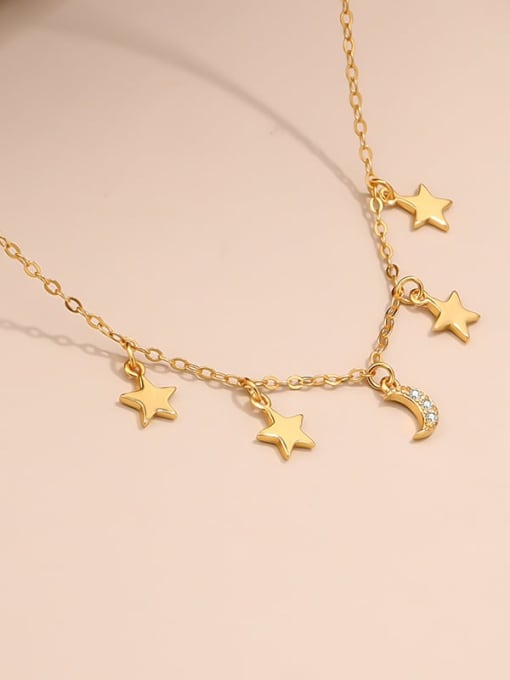 A1375 Gold 925 Sterling Silver Cubic Zirconia Star Minimalist Necklace