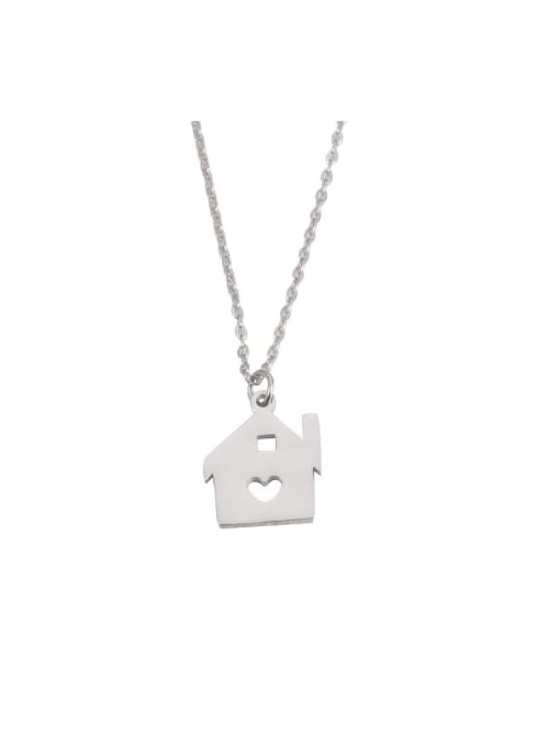 MEN PO Stainless steel Heart House Trend Necklace 0