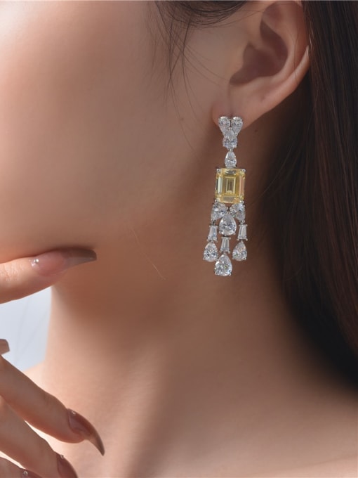 A&T Jewelry 925 Sterling Silver High Carbon Diamond Tassel Dainty Drop Earring 1