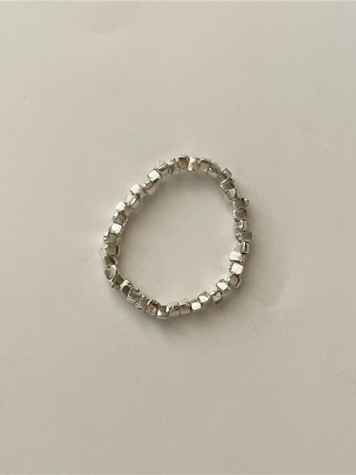 Silver Coin Ring (excluding pearl) 925 Sterling Silver Freshwater Pearl Geometric Trend Bead Ring