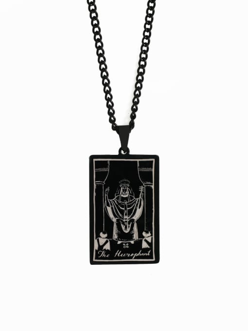 black The Hierophant's Tarot hip hop stainless steel titanium steel necklace