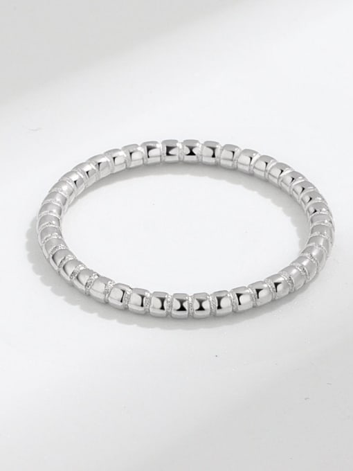Platinum 925 Sterling Silver Bead Geometric Minimalist Band Ring