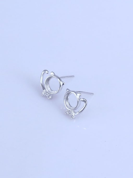 Supply 925 Sterling Silver 18K White Gold Plated Round Earring Setting Stone size: 6*6mm 2