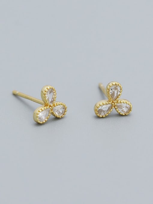 Golden 925 Sterling Silver Flower Minimalist Stud Earring