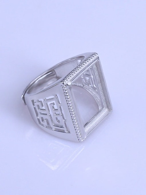 Supply 925 Sterling Silver 18K White Gold Plated Geometric Ring Setting Stone size: 12*18mm 2