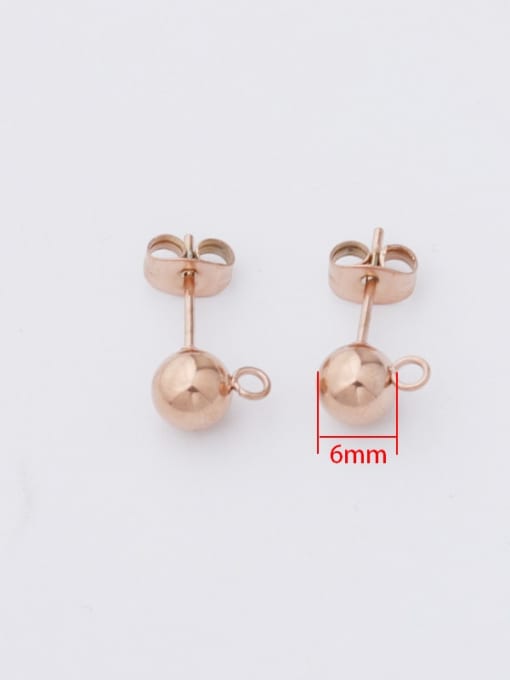 6mm rose gold Stainless steel Round with pendant earrings Accessories