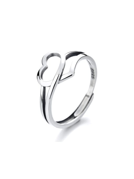 058j approx. 1.9g 925 Sterling Silver Heart Vintage Band Ring
