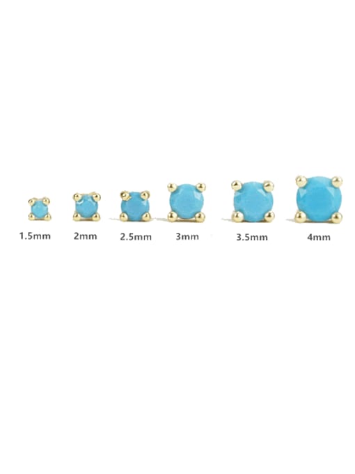 6 sets of golden turquoise 925 Sterling Silver Cubic Zirconia Geometric Cute Stud Earring
