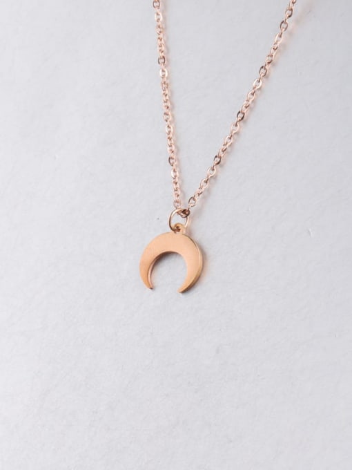 玫瑰金色 Stainless steel Moon Minimalist Necklace