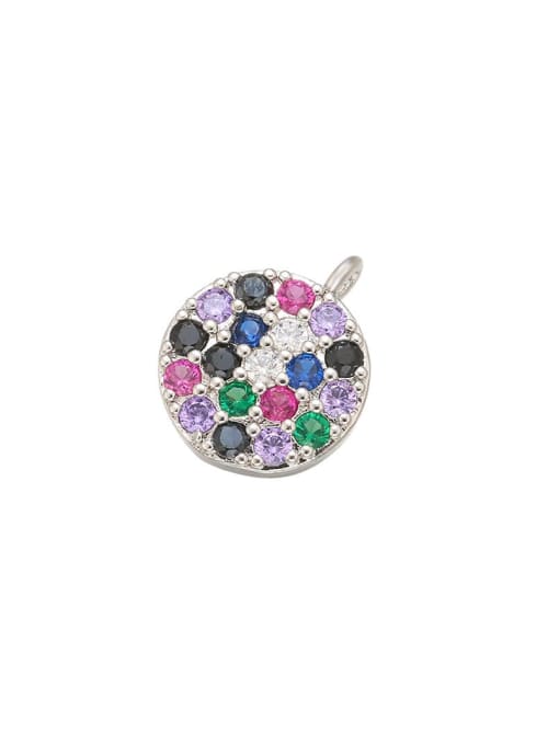KOKO Bronze Small Circle Necklace Pendant with Micro Setting Fancy Diamonds 0